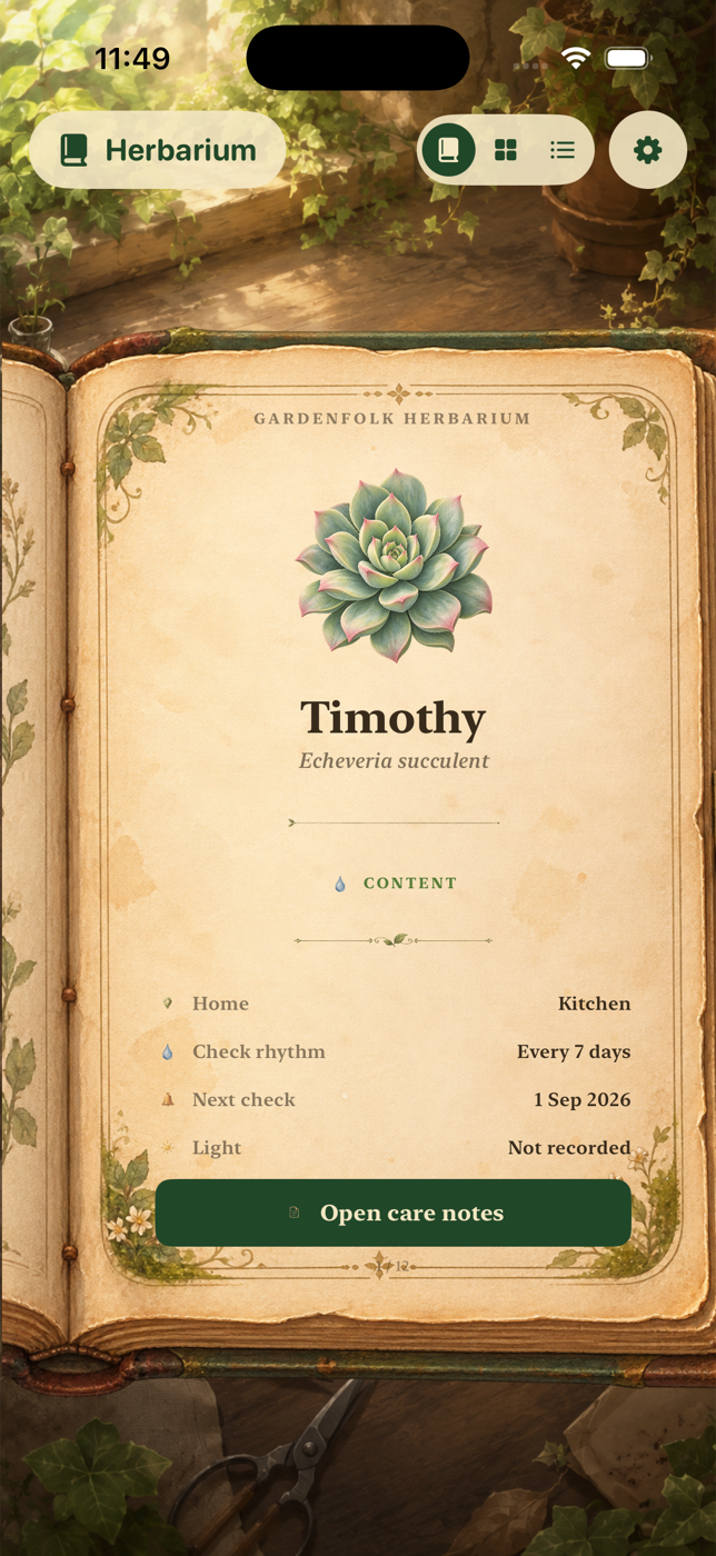 Gardenfolk Herbarium Book view on iPhone